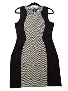 Divided H&M Color Block Bodycon Dress Size 14 Chrome Back Zipper Sleeveless